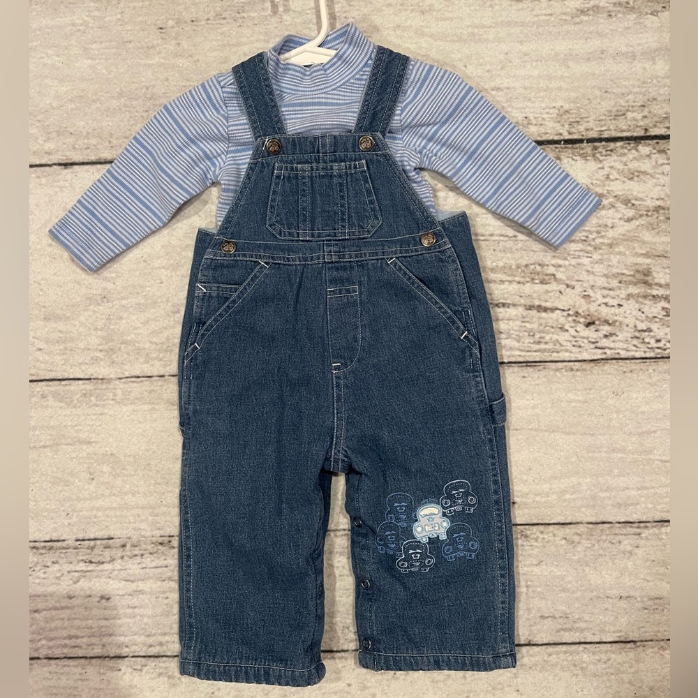 Fleece lined overalls with long sleeve bodysuit 6-9m The Children’s Place blue